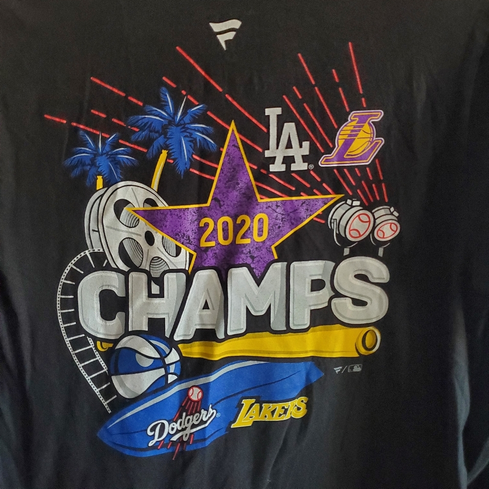 Fanatics LA Lakers & Dodgers 2020 Champs Long Sleeve Size M NBA & World Series - Picture 4 of 8